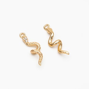 4 st CZ Pave ormberlock, 18K guldpläterad mässing, ormhalsband, ormsmycken ormhänge (GB-2756-A)