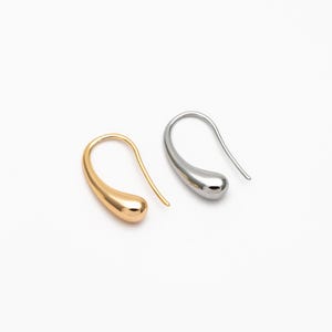 10pcs Gold/ Silver Tone Teardrop Earring Hooks, 18K Gold/ Rhodium Plated Brass, Simple Earwire Earrings (GB-4555)