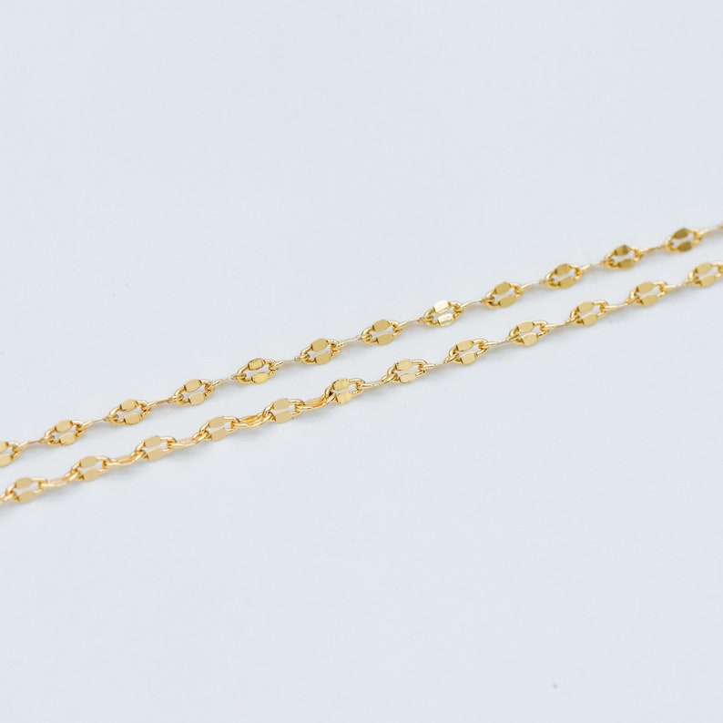 Gold Flat Cable Chains 1.6/ 2.2mm 18K Gold plated Brass Etsy