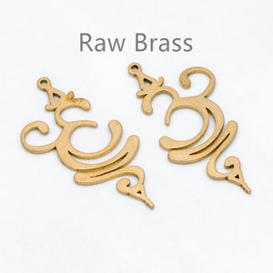 10pcs Raw Brass Number 3 Charm Pendants 34.5x17.5mm, Brass Findings Wholesale  (RB-258)