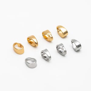 ゴールド/シルバー スナップベイル 10個、ゴールド/ロジウムメッキ真鍮ロケットベイル、ネックレスペンダントベイル 5x3.5 mm (GB-1468-A)