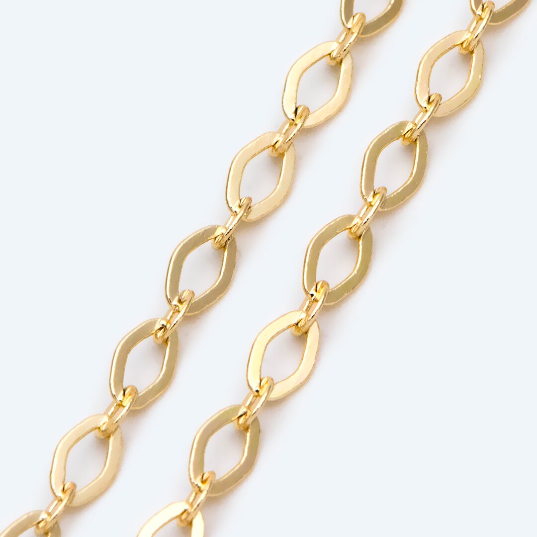 Gold Plated Brass Oval Chains 18K Gold Plated Brass Chains Etsy