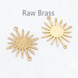 10pcs Raw Brass Brushed Sun Connector Charms 26.5x22mm, Brass Findings Wholesale  (RB-221)