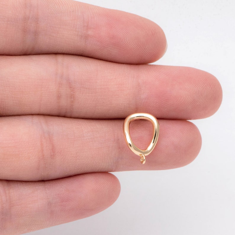 10pcs Gold Oval Ear Posts, 18K Gold plated Brass, Minimalist Earring Supplies GB-2161 image 4