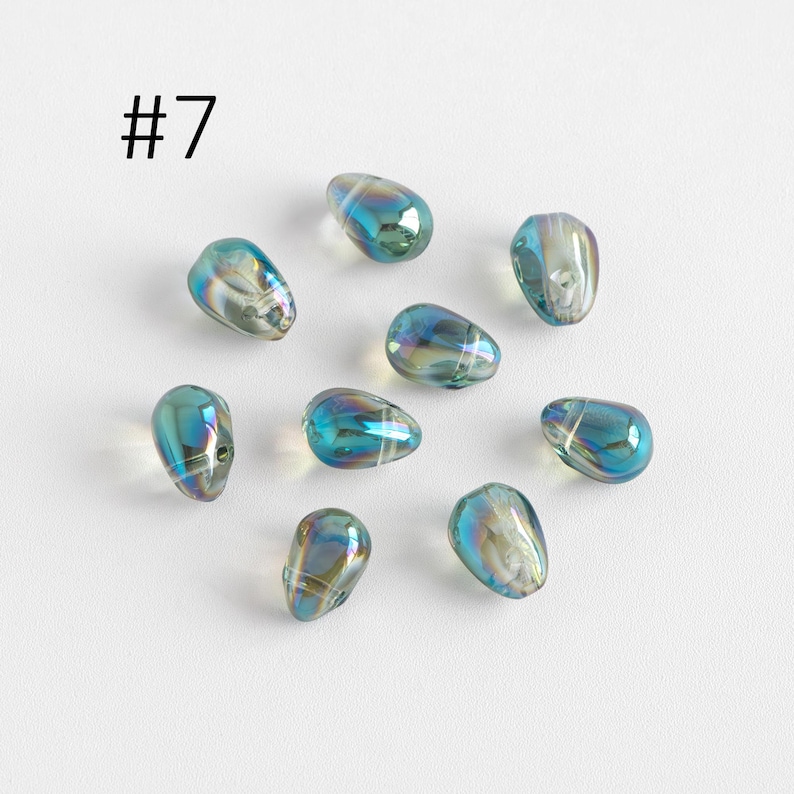 Glasdroppspärlor 9 x 6 mm, Droppformade kristallpärlor, (GM-032) / 50 pärlor #7