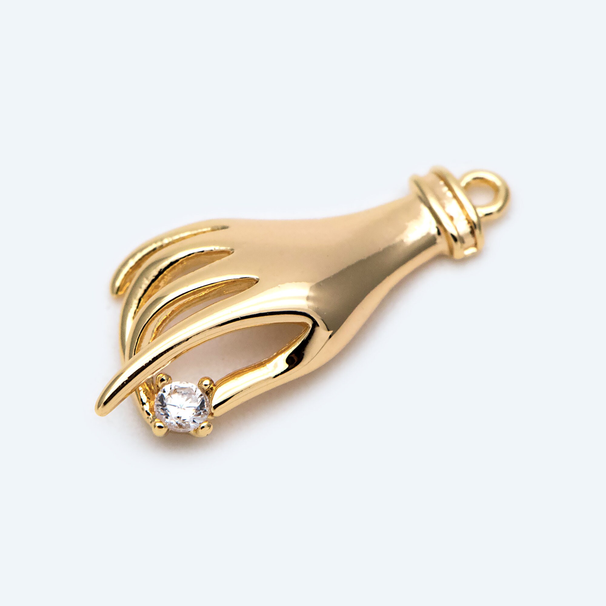 4pcs CZ Pave Gold Victorian Hand Charm, Earring Charm (GB