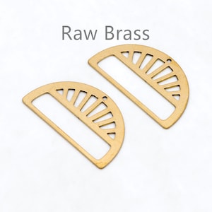 10pcs Raw Brass SemiCircle Charm Pendants 17x30mm, Brass Findings Wholesale  (RB-281)