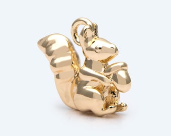 10 pezzi di ciondolo a forma di scoiattolo in oro, creazione di gioielli, materiale fai da te, forniture per gioielli (GB-2835-B)