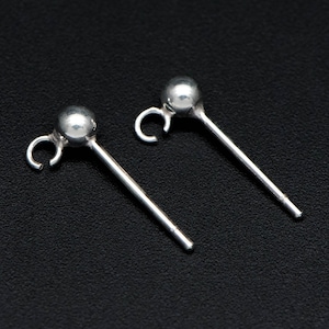 20pcs Sterling Silver Ear Post, .925 Silver Earring Post, 3mm Ball Post Earring, Ball Stud Earring With Loop (CY-018)