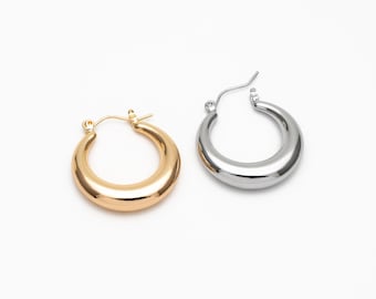 4pcs Gold/ Silver Tone U-Shaped Earrings, Real Gold/ Rhodium plated Brass, Minimalist Hoop Earrings (GB-4592)