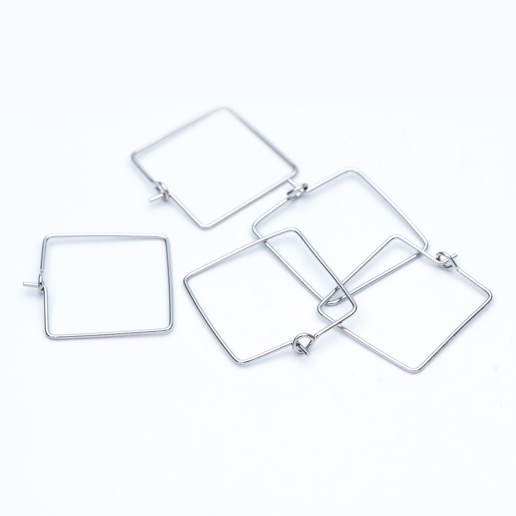 【2024年製 新品】 Square Tone Silver Gold/ 10pcs Earring Geometric 22mm Hoops, アクセサリー