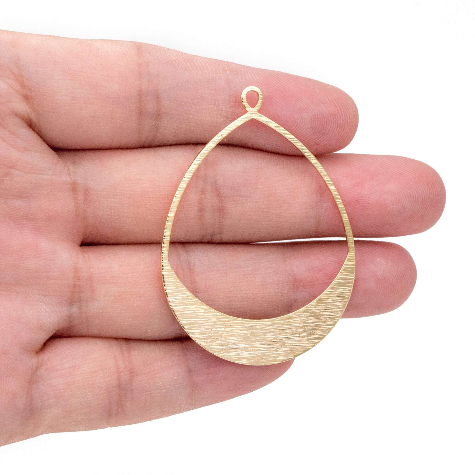 ゴールドブラッシュティアドロップペンダント、幾何学リンクチャーム