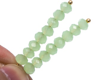 Faceted Rondelle Crystal Glass Beads 3x4mm Green 145pcs / BZ04-29