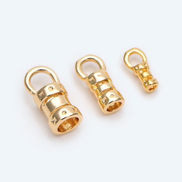 10pcs Gold End Crimp Caps, to Finish Beading Chain/ Cord/ Leather, Inner Diameter 1/ 2/ 3mm  (GB-2401)