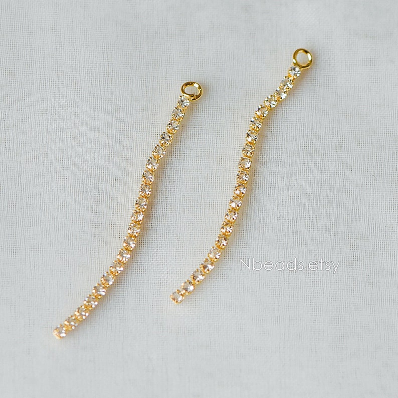 10pcs CZ Pave Gold Chain Charms 43mm Earwire Thread Pendants GB-286 Earring Threader Components