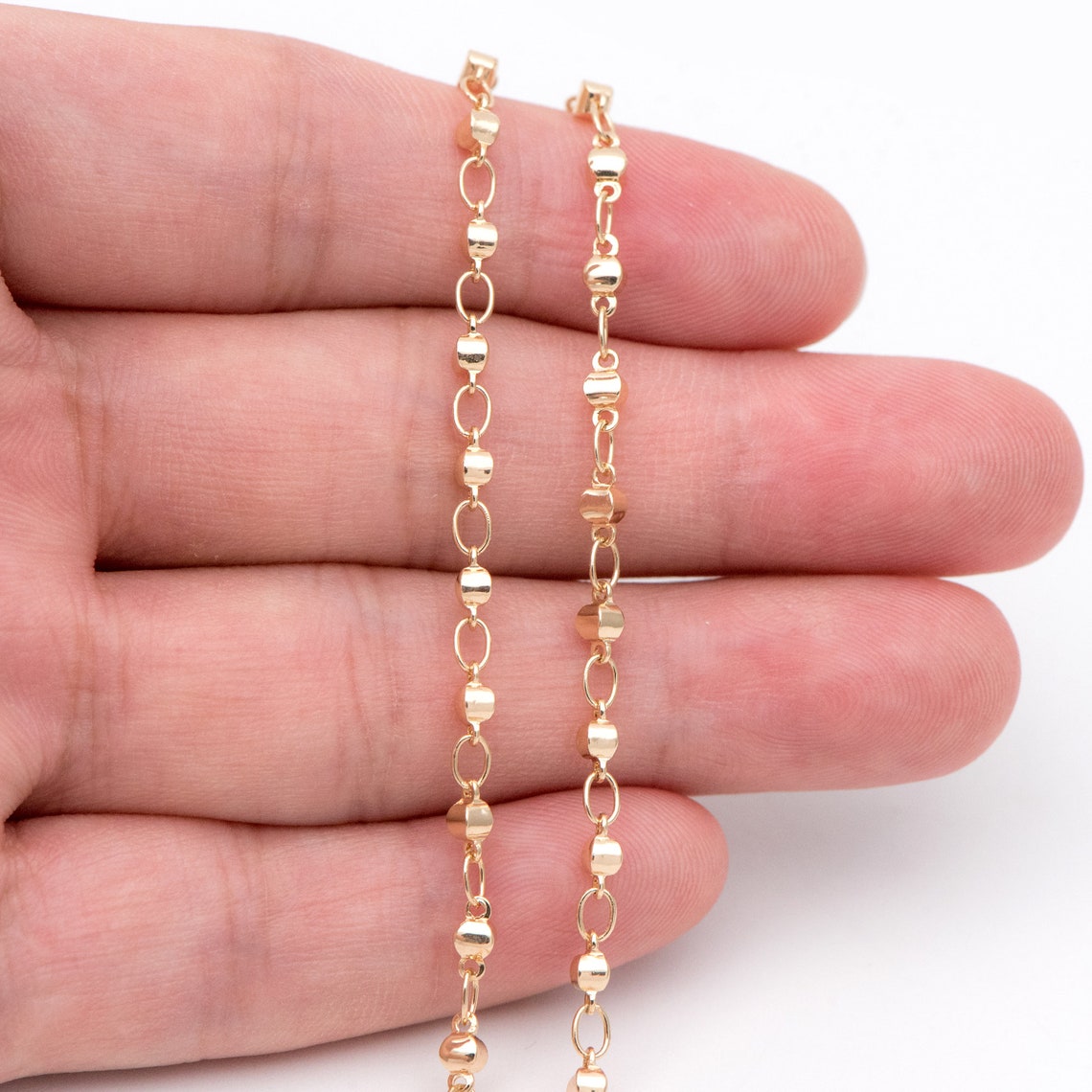 Gold plated Brass Link Chains 2.8mm Floral Specialty Chains Etsy