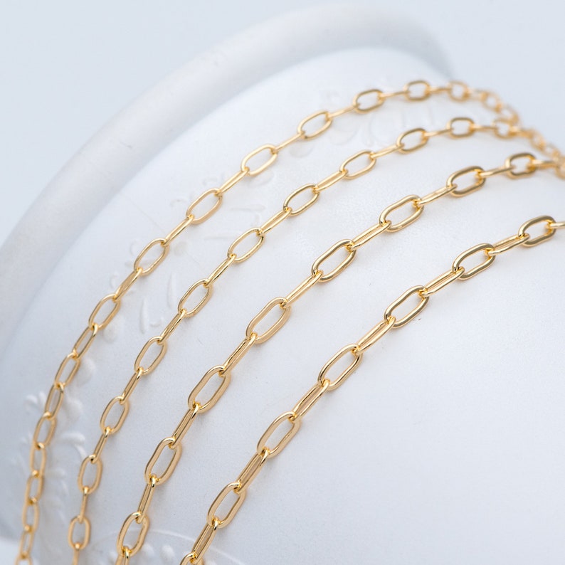 Gold plated Brass Oval Cable Chains, 2.4/ 2.8/ 3mm Wide, DIY Chain Findings Wholesale LK-287/ 1 Meter3.3 ft 画像 6