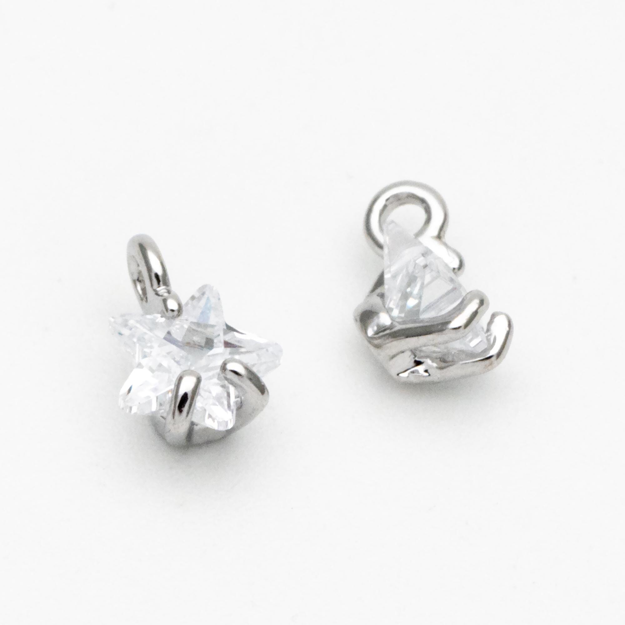 10pcs CZ Pave Gold/ Silver Star Charm Pendants 5mm, Real 10pcs CZ Pave Gold/ Silver Star Charm Pendants 5mm, Real
