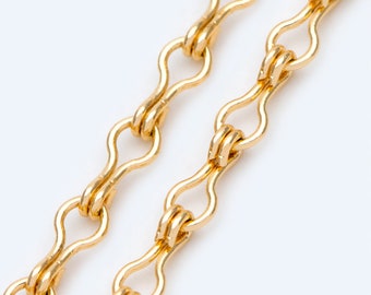 Gold Link Chains 3.5mm, Real 18K Gold plated Brass, Quality Specialty Chain Wholesale (#LK-231-1)/ 1 Meter=3.3 ft