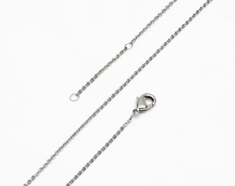 Silver Tone Dainty Cable Chains, Rhodium plated Brass Finished Necklace, 14.5/ 16/ 17 Inches Adjustable, Ready to Wear (#LK-617)