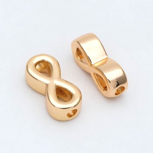 10pcs Gold Infinity Beads, 13x6mm, 18K Gold plated Brass, Infinity Spacer Beads (GB-2932)