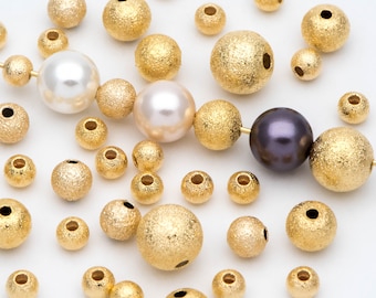 Gold plated Brass  Round Spacer Beads, 3/ 4/ 5/ 6/ 8mm, Lead Nickel Free (GB-052)