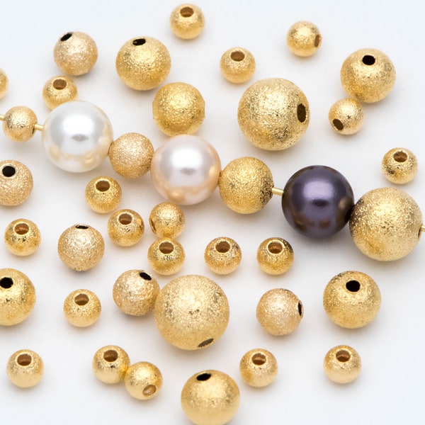 Gold plated Brass  Round Spacer Beads, 3/ 4/ 5/ 6/ 8mm, Lead Nickel Free (GB-052)