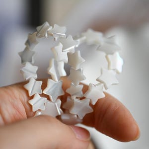 Cuentas de estrella de concha de nácar blanco de 8/10 mm (BK-011)/hebra completa