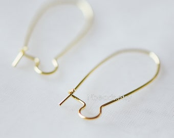 20pcs Gold/ Silver tone Kidney Ear Wires, 18K Gold/ Rhodium plated Brass Hoop Earrings 25/ 30/ 36/ 45mm  (GB-253)