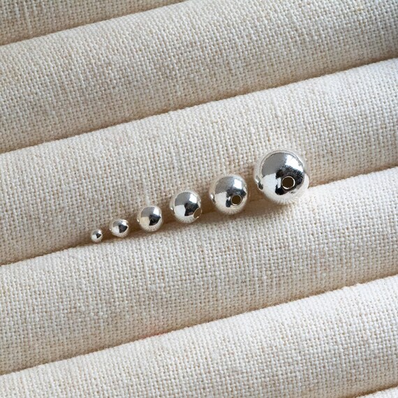 50 Perline In Argento Sterling 925 Per Creazione Gioielli - 3 Mm, Lisce E Tonde, Made In Italy, Per Bracciali E Collane Fai Da Te