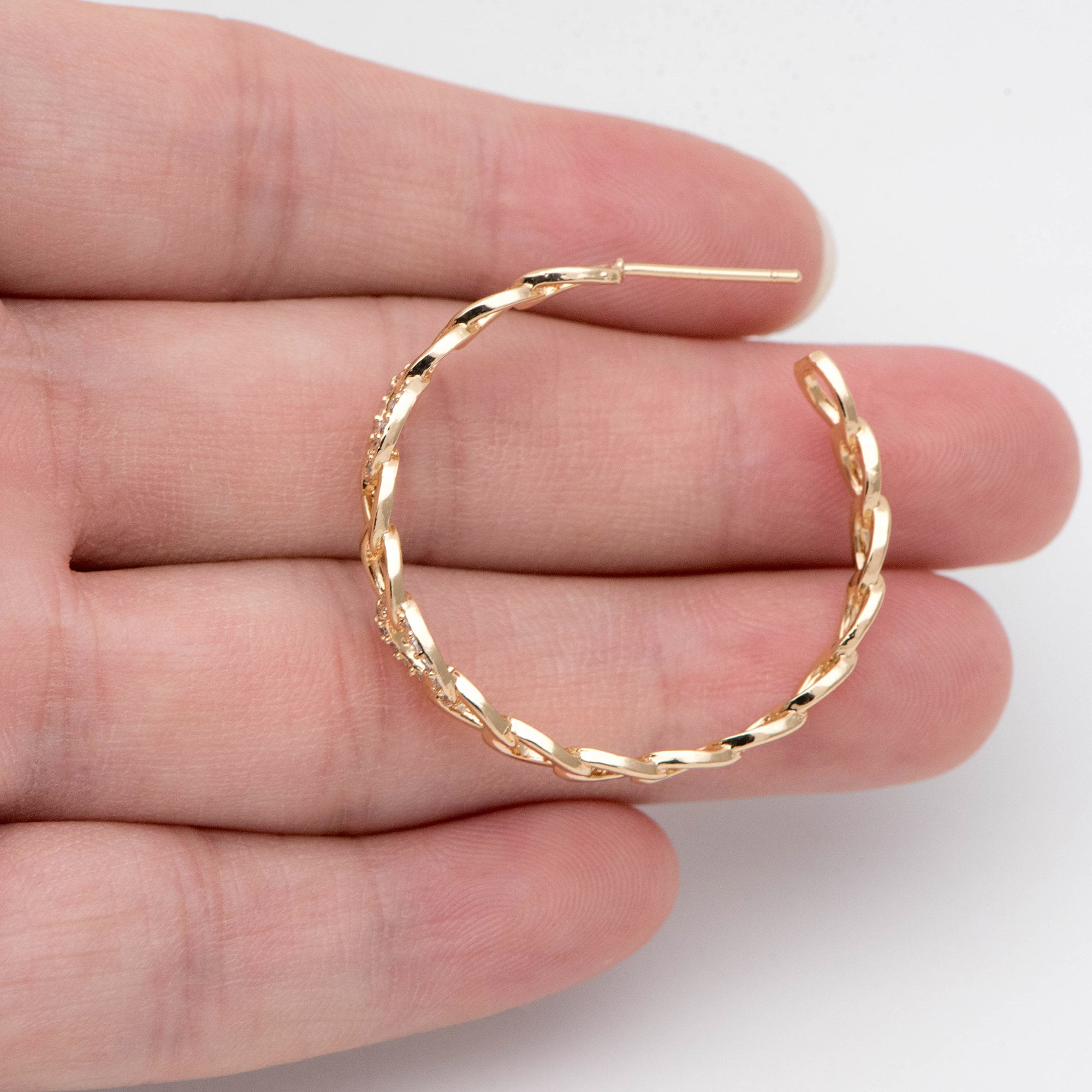 4pcs CZ Paved Chunky Gold Hoops Chain Hoops Chain Hoop Etsy