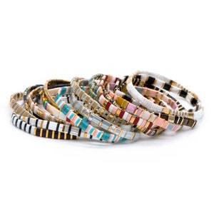 Tile Tila Bracelet, Crystal Beaded Bracelets, Rainbow Glass Bead Bracelets, Summer Jewelry, Beach Bracelets (RM-73)