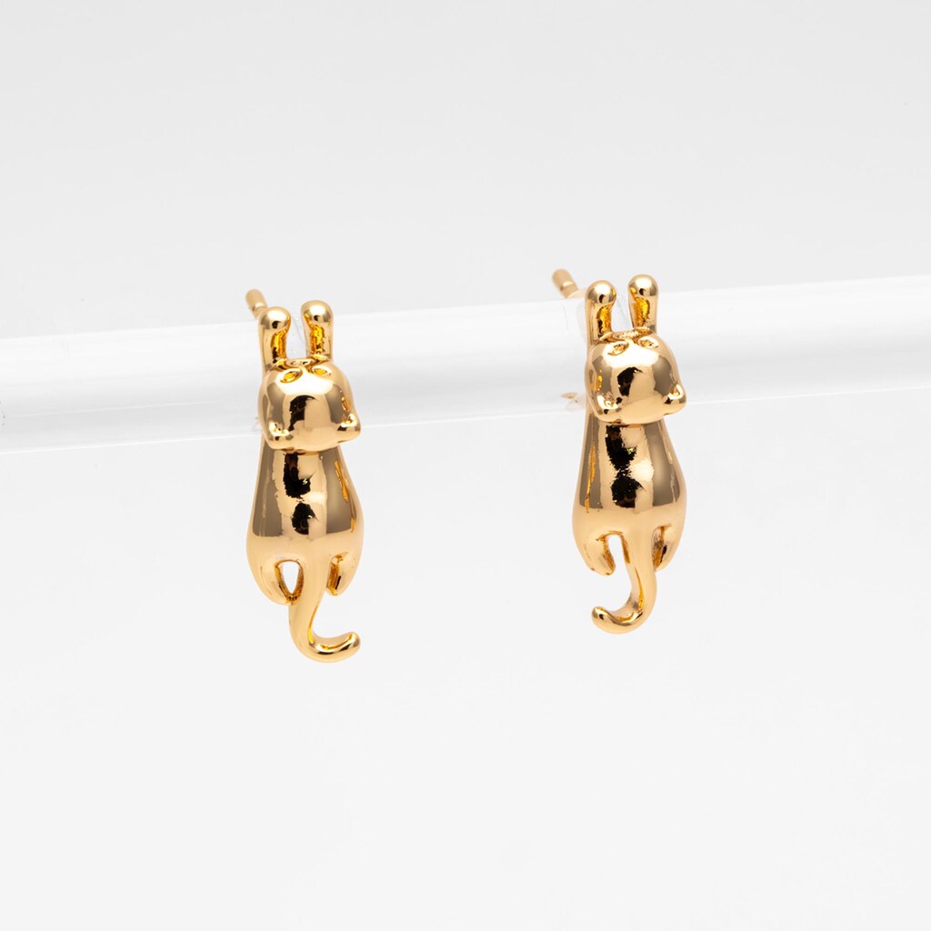 KECHO – Orecchini A Perno In Oro 14k A Forma Di Gatto, Mini Animaletto, Regalo Per Donna, 5x8 Mm