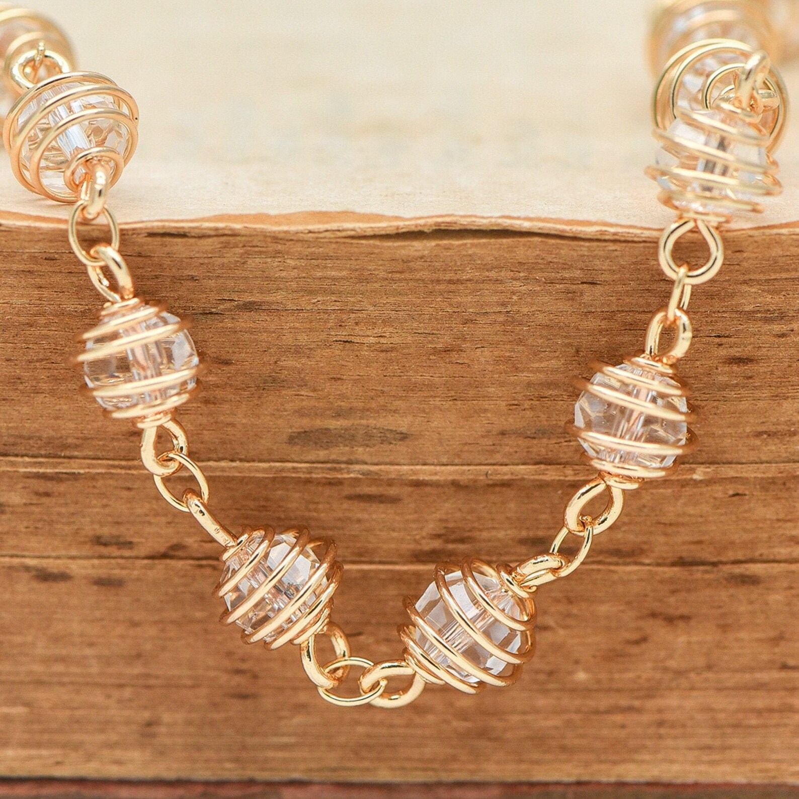 Gold Crystal Bead Chain 7.5mm Glass Rondelle Beaded Chain Etsy