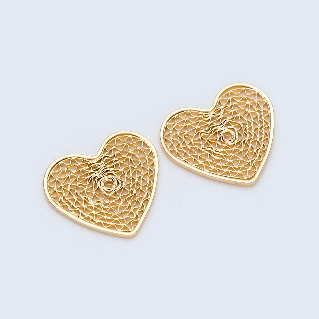 10pcs Filigree Gold Heart Pendants 19x21mm 18K Gold Plated - Etsy