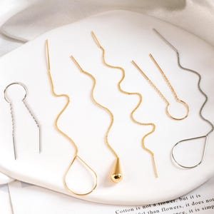10pcs Gold/ Silver Ear Threader Earrings, Minimalist Style (GB-1735)