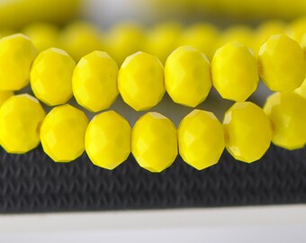 Yellow Faceted Rondelle Crystal Glass Beads 6x8mm- BZ0817/ 70Pcs
