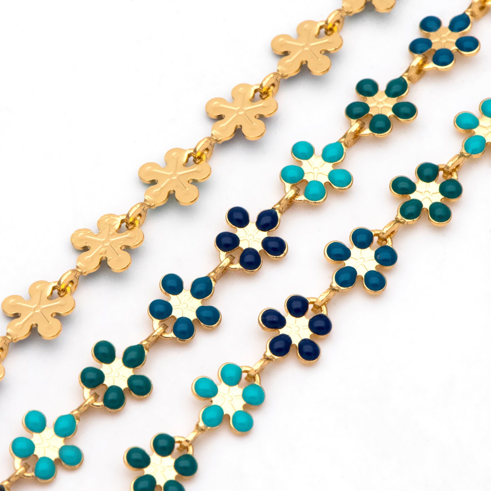 Gold Chain Color Code Mix Color Enamel Flower Chain, Gold Plated Brass Designer Chain 6mm ...
