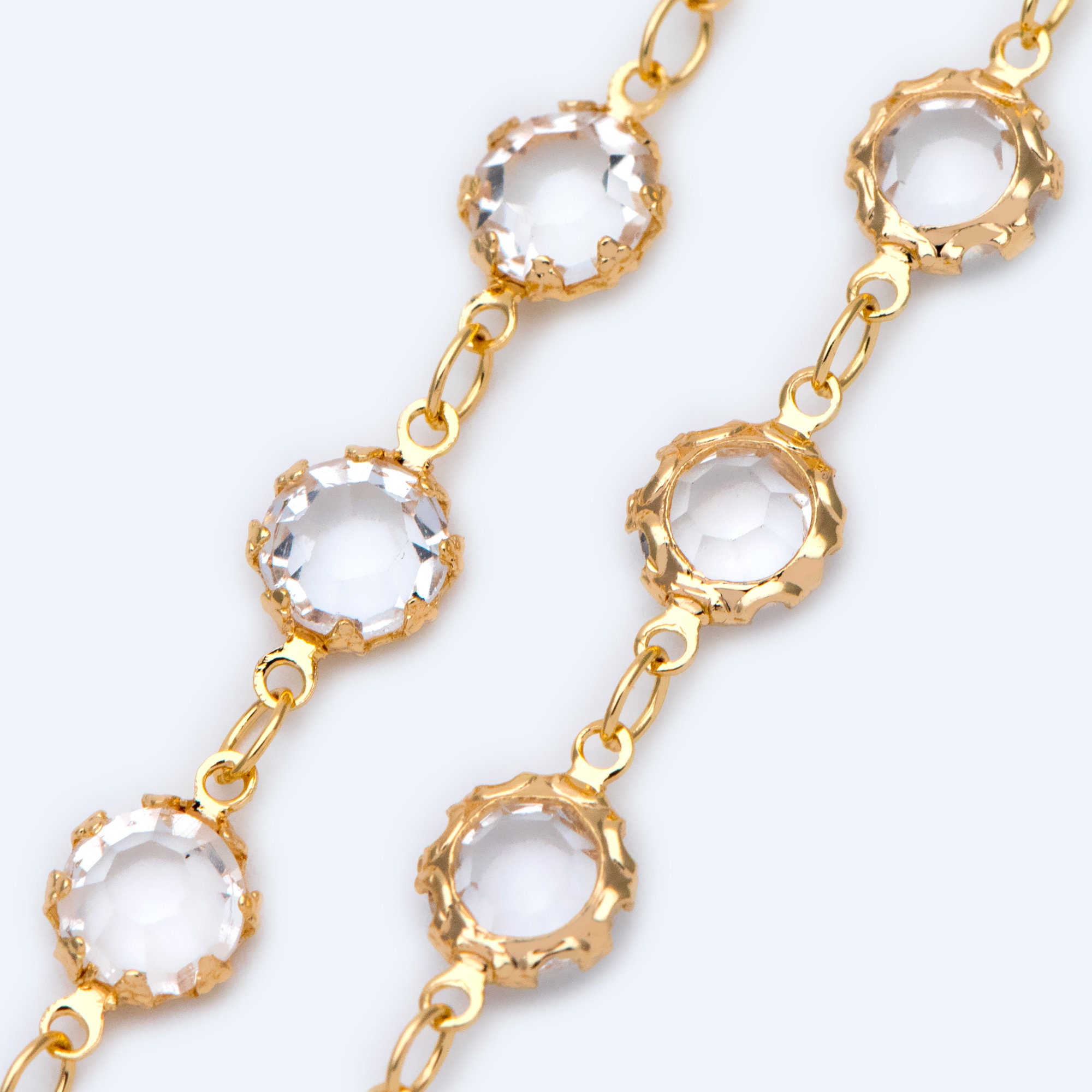 Gold Plated Brass Crystal Beaded Chains Link Chains With 7mm Etsy