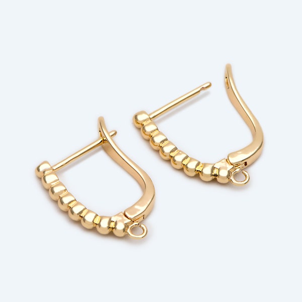 10pcs Gold Beaded Click-in Style Leverback Earring, Earring Finding Wholesale (GB-2326)