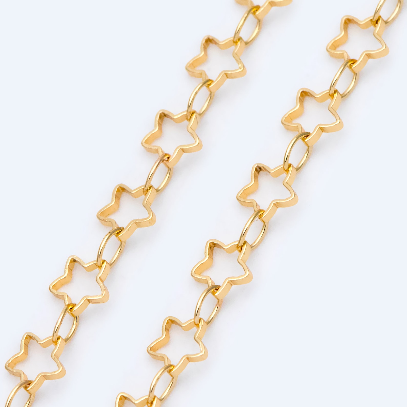 Gold Star Chain 5mm Gold Plated on Brass Star Link Chains Etsy