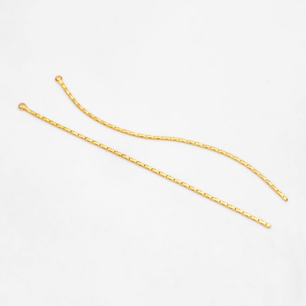 10pcs Gold Long Box Chain Charms 72mm, Gold plated Brass Chain Tassel Pendants (GB-3143)