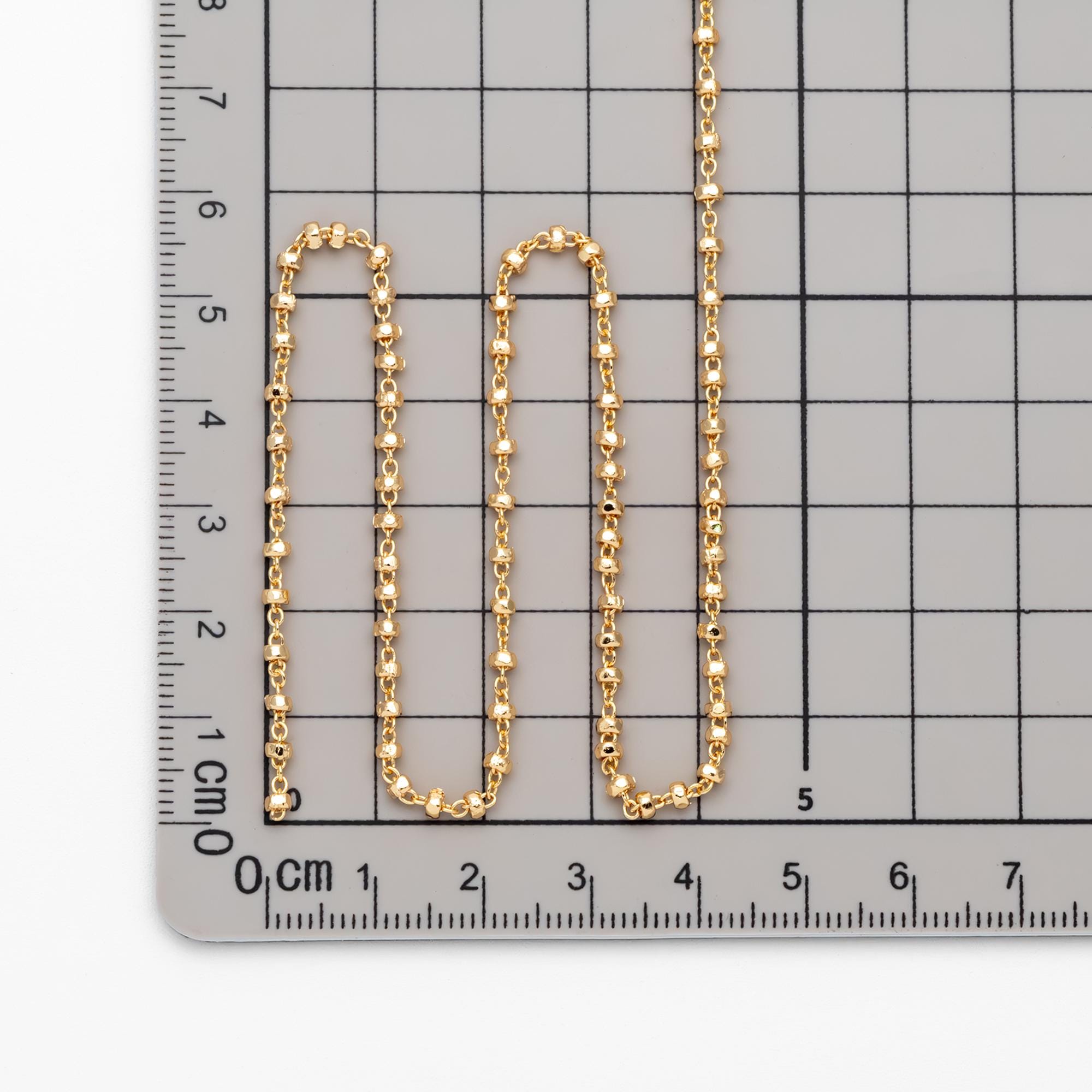 Gold/ Rhodium Plated Brass Bead Chains 2.6mm, Dainty Beaded Cable Chain ...