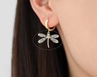 4pcs Gold/ Silver Dragonfly Charm 15x22mm, 18K Gold/ Rhodium Plated Brass, Cute Dragonfly Pendants (GB-3196-D)