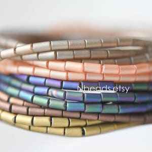 90 pezzi Perline di vetro tubolare smerigliato 5 x 3 mm, colori opachi scintillanti (GM-022)