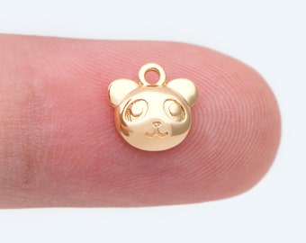 10pcs Gold Tiny Panda Charm Pendant, Earring Findings, Jewelry Making, Diy Material, Jewelry Supplies (GB-2438)