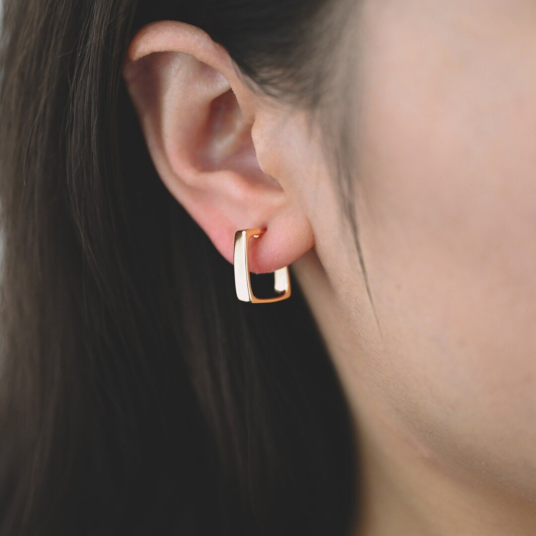10pcs Gold/ Silver Tone Square Ear Posts 16x17mm, 18K Real Gold Plated ...