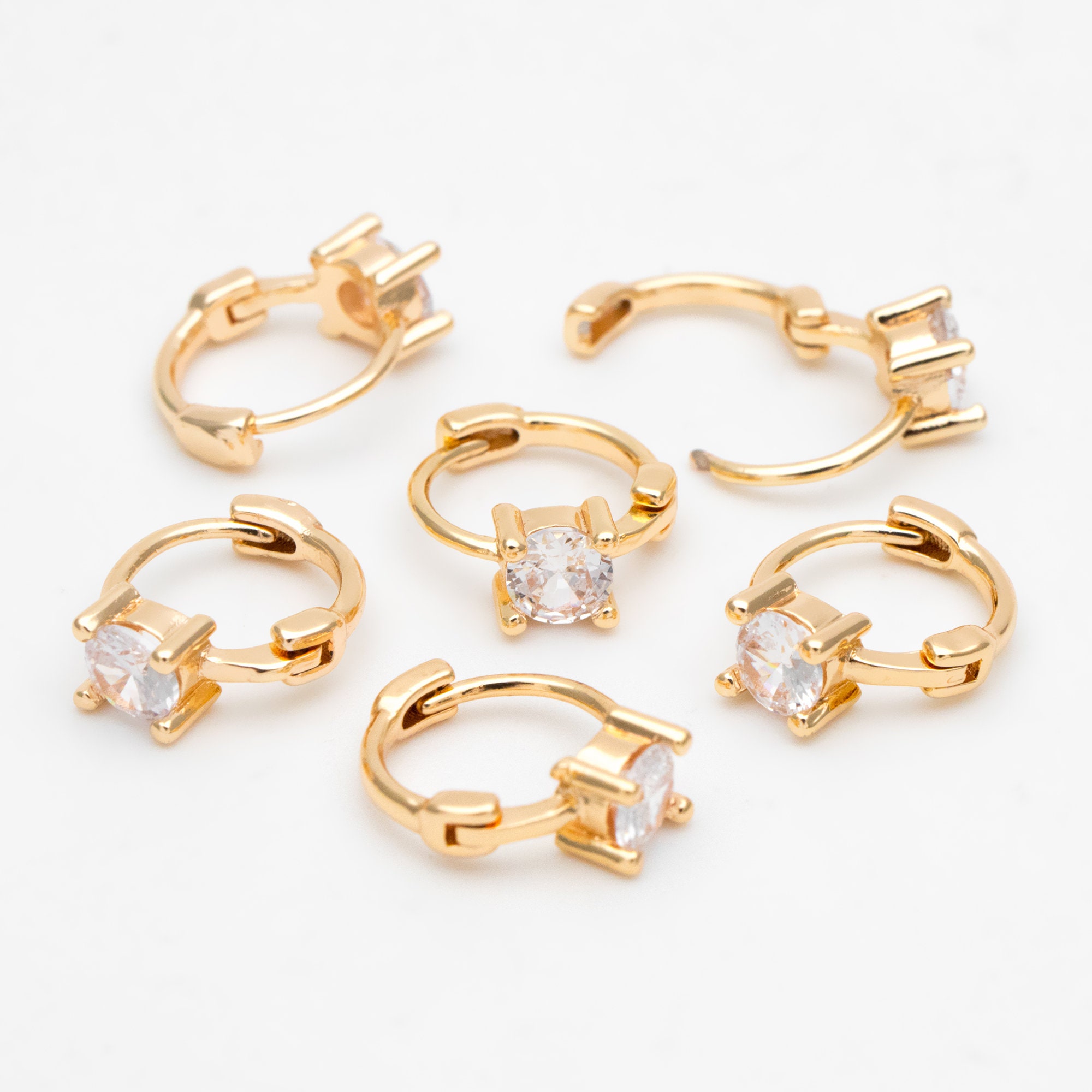 4pcs CZ Pave Tiny Hoop Earrings, Huggie Earrings, Minimalist