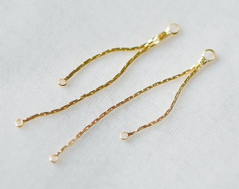 10pcs  Gold/ Silver Tassel Charms, Gold/ Rhodium plated Brass Chain Pendants, Earwire Thread Connectors with Jump Rings  (GB-244)