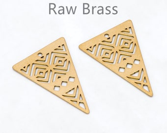 10pcs Raw Brass Triangle Charm Pendants, Brass Findings Wholesale (RB-282)